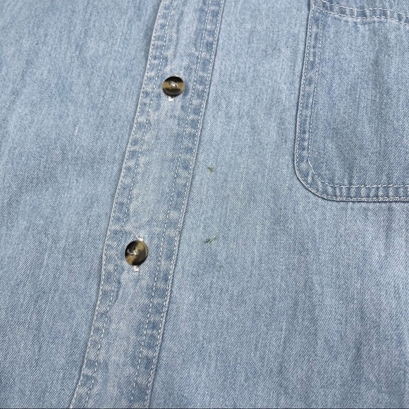 Vintage Native American Shirt Chambray Button Tribal Indigenous Blue Summer - Picture 12 of 12